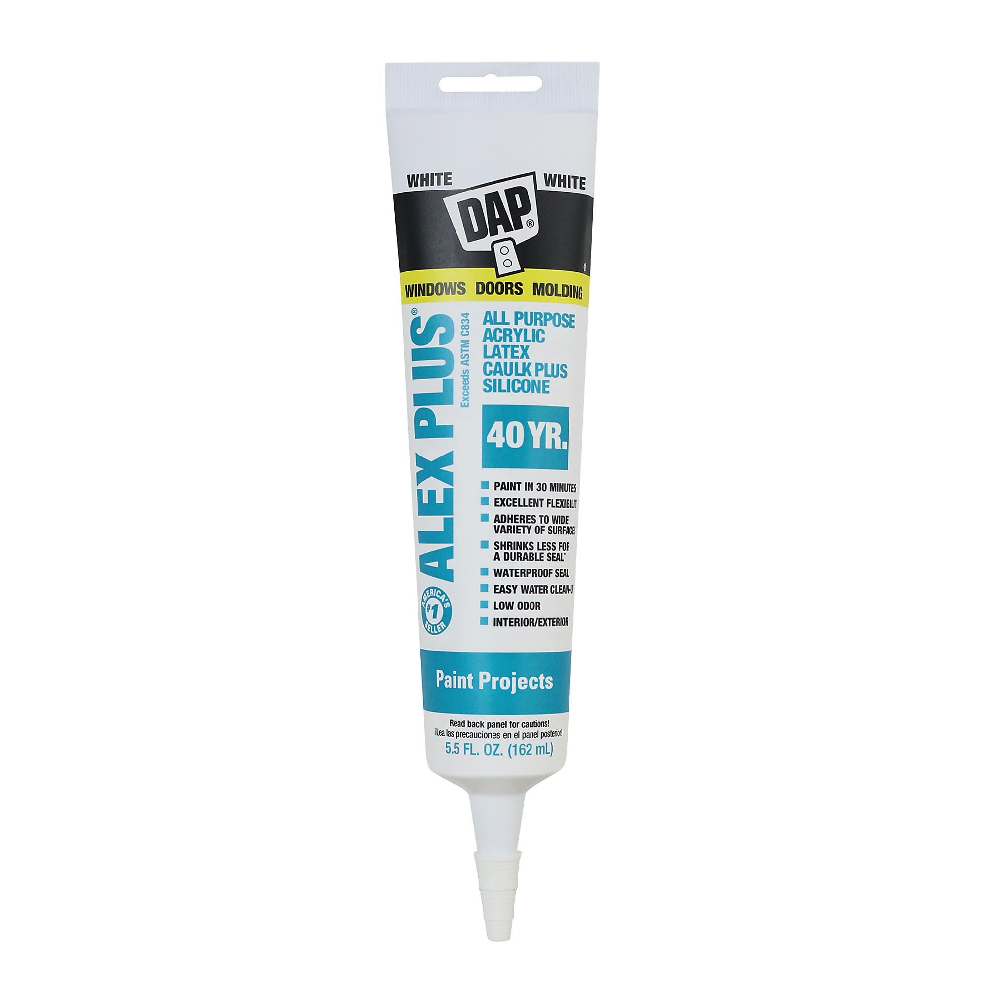 DAP, ALEX PLUS AP Acry Ltx Caulk Plus Silicone 5.5floz, Model# 7079818128